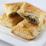 beef stroganoff, onion, and cheese puff pasty parcels x2